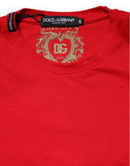 Red Plain Short Sleeve Crew Neck Top T-Shirt