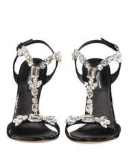 Black Keira Crystal Heels Sandals Shoes