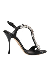 Black Keira Crystal Heels Sandals Shoes