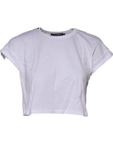 White Cotton Crew Neck Cropped Top T-Shirt