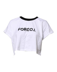White Cotton Crew Neck Cropped Top T-Shirt