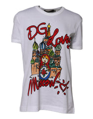 White DG Loves Moscow Cotton Crew Neck T-Shirt