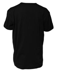 Black Cotton Goodluck Tee Crew Neck T-Shirt