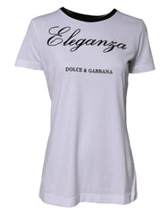 White Eleganza Cotton Crew Neck Tee T-Shirt