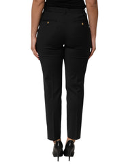 Black Polyester Tapered Women's Trouser Pants