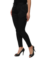 Black Acetate High Waist Tapered Trouser Pants