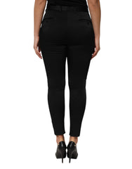 Black Acetate High Waist Tapered Trouser Pants