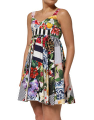 Multicolor Patchwork Cotton Aline Mini Dress