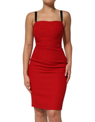 Red Stretch Bodycon Sheath Knee Length Dress