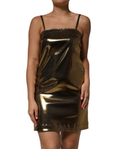 Metallic Gold Sleeveless A-line Mini Dress