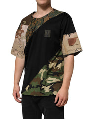 Multicolor Patchwork Cotton CrewNeck T-shirt