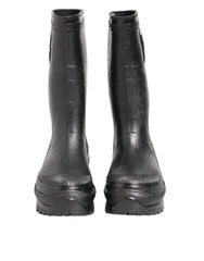 Metallic Black Pull On Rain Boots Men Shoes
