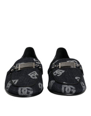 Blue Logo Cotton Loafers Formal Dress Shoes