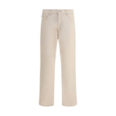 Beige Cotton Straight-Leg Jeans