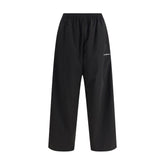 Black Polyester Casual Pants