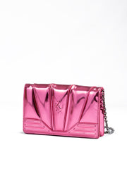 Metal Pink GT patent leather bag with chain