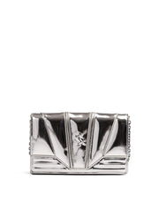 Metal Silver GT patent leather bag with chain