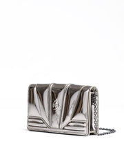 Metal Silver GT patent leather bag with chain