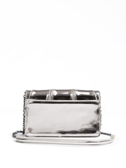 Metal Silver GT patent leather bag with chain