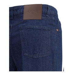 جينز قطني أزرق بقصة واسعة