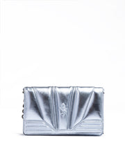 Metal light blue GT patent leather bag with chain