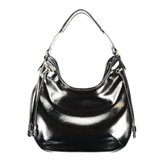 Black Polyurethane Women Hobo Bag
