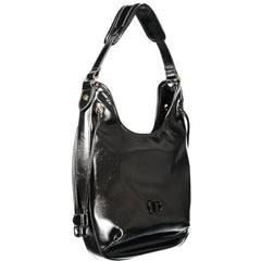 Black Polyurethane Women Hobo Bag