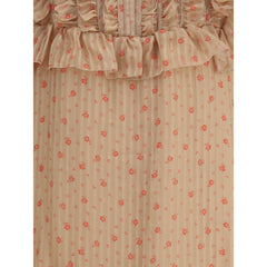 Silk long dress with rouches