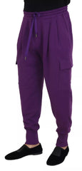 Purple Cotton Cargo Sweatpants Jogging Pants
