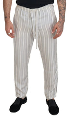 White Stripes Silk Lounge Trouser Pants