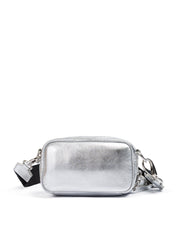 Silver Paillettes and Leather Clutch Bag
