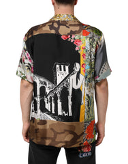 Multicolor Silk Opera Print Men Casual Shirt