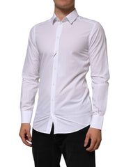White Cotton GOLD Formal Men Longsleeves Shirt