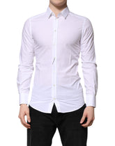 White Cotton GOLD Long Sleeves Dress Shirt