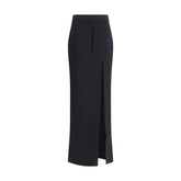 Black Fleece Wool Long Skirt