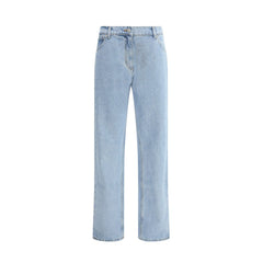 Blue Cotton Straight-Leg Jeans