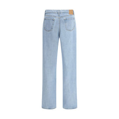 Blue Cotton Straight-Leg Jeans