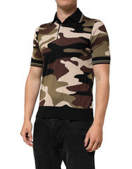 Camouflage Brown Silk MilitaryPolo T-shirt