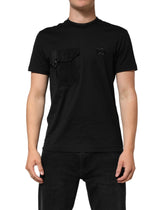 Black Cotton Embroidered DG Logo Pocket T-Shirt