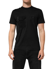 Black Cotton Embroidered DG Logo Pocket T-Shirt