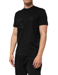 Black Cotton Embroidered DG Logo Pocket T-Shirt