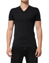 Black Cotton Plain V-Neck Men's Shirt T-Shirt