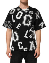 Black Cotton Letter Print Short Sleeve T-Shirt