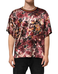 Multicolor Polyester Marble Print Oversize T-shirt