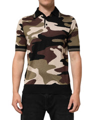Camouflage Brown Silk Military Polo T-Shirt