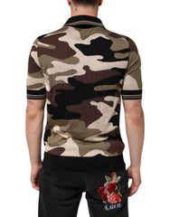 Camouflage Brown Silk Military Polo T-Shirt