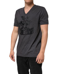 Black Charcoal DG Logo V-Neck Men T-Shirt