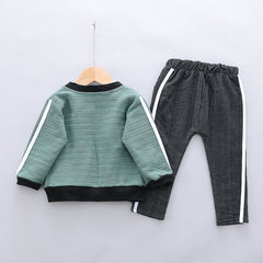 Children's Pants Set Zip-up Shirt Three-piece Cartoon Cotton Bear