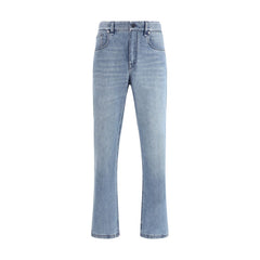 Blue Cotton Straight-Leg Jeans