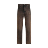Brown Cotton Relaxed Fit Jeans